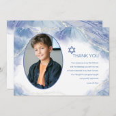 Blauwe hedendaagse foto Hartelijk dank Bedankkaart (Voorkant / Achterkant)