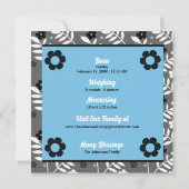 Blauwe hedendaagse geboorteaankondiging Baby Foto Aankondiging (Achterkant)