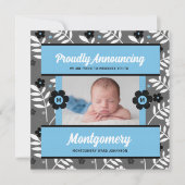 Blauwe hedendaagse geboorteaankondiging Baby Foto Aankondiging (Voorkant)