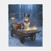 Blauwe Heeler Besneeuwde slee Kerstversiering Fleece Deken (Voorkant)
