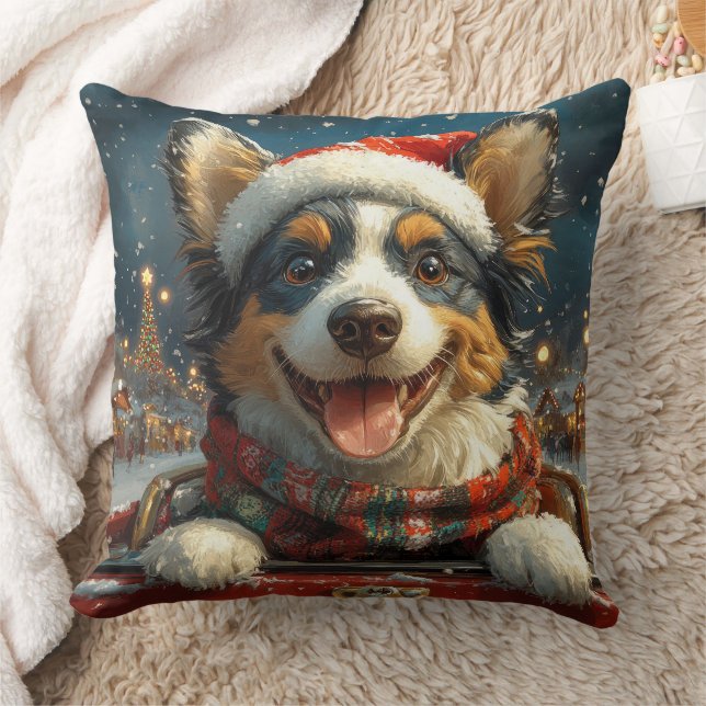 Blauwe Heeler Hond Achtbaan Kerstmis Kussen (Deken)