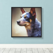 Blauwe Heeler Hond Canvas Afdruk (Insitu (Houten vloer))
