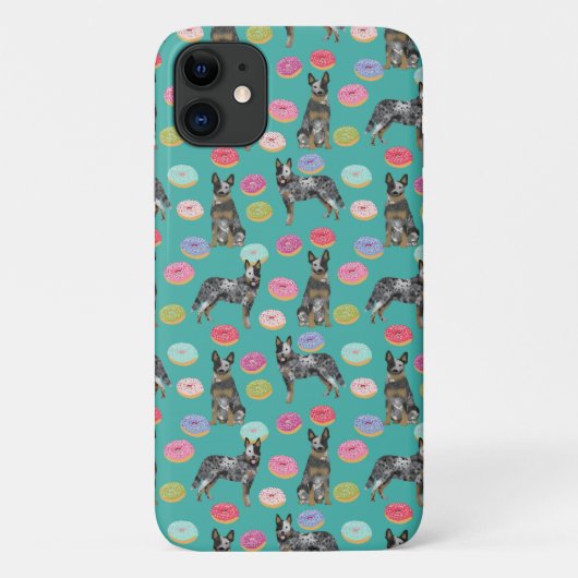 Blauwe Heeler-hond donuts turquoise Case-Mate iPhone Case (Achterkant)