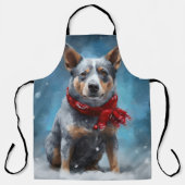 Blauwe Heeler Hond in Sneeuw Kerstmis Schort (Voorkant)