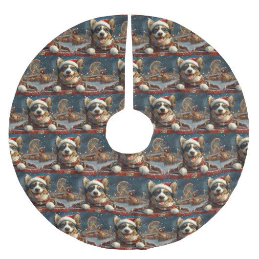 Blauwe Heeler-hond Roller Coaster Kerstmis Kerstboom Rok (Voorkant)