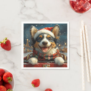 Blauwe Heeler Hond Roller Coaster Kerstmis Servet
