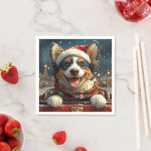 Blauwe Heeler Hond Roller Coaster Kerstmis Servet (Insitu)
