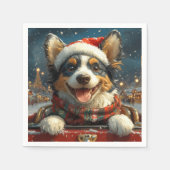 Blauwe Heeler Hond Roller Coaster Kerstmis Servet (Voorkant)