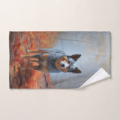 Blauwe Heeler in Herfst laat Herfst inspireren Bad Handdoek (Handdoek)