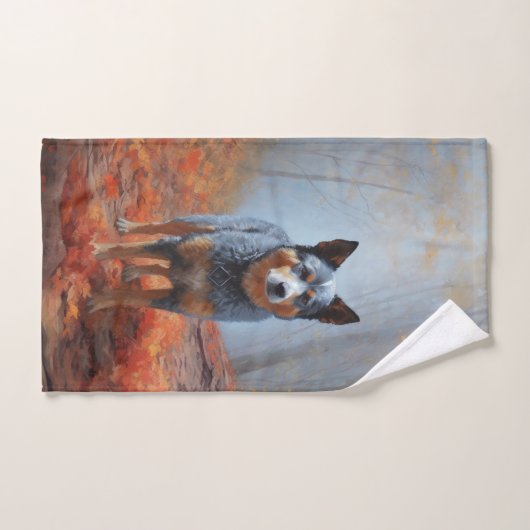 Blauwe Heeler in Herfst laat Herfst inspireren Bad Handdoek (Handdoek)