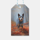 Blauwe Heeler in Herfst laat Herfst inspireren Cadeaulabel (Voorkant)