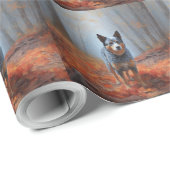 Blauwe Heeler in Herfst laat Herfst inspireren Cadeaupapier (Rol Hoek)