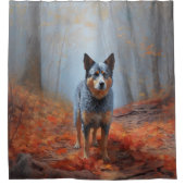 Blauwe Heeler in Herfst laat Herfst inspireren Douchegordijn (Voorkant)