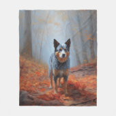 Blauwe Heeler in Herfst laat Herfst inspireren Fleece Deken (Voorkant)