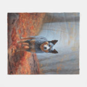 Blauwe Heeler in Herfst laat Herfst inspireren Fleece Deken (Voorkant (Horizontaal))