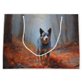 Blauwe Heeler in Herfst laat Herfst inspireren Groot Cadeauzakje (Voorkant)