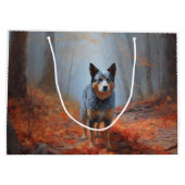 Blauwe Heeler in Herfst laat Herfst inspireren Groot Cadeauzakje (Achterkant)
