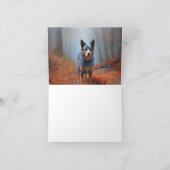Blauwe Heeler in Herfst laat Herfst inspireren Kaart (Binnen)
