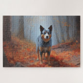 Blauwe Heeler in Herfst laat Herfst inspireren Legpuzzel (Horizontaal)