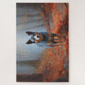 Blauwe Heeler in Herfst laat Herfst inspireren Legpuzzel (Verticaal)