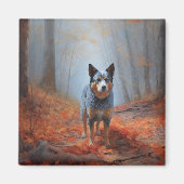 Blauwe Heeler in Herfst laat Herfst inspireren Magneet (Voorkant)