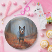 Blauwe Heeler in Herfst laat Herfst inspireren Papieren Bordje (Feest)