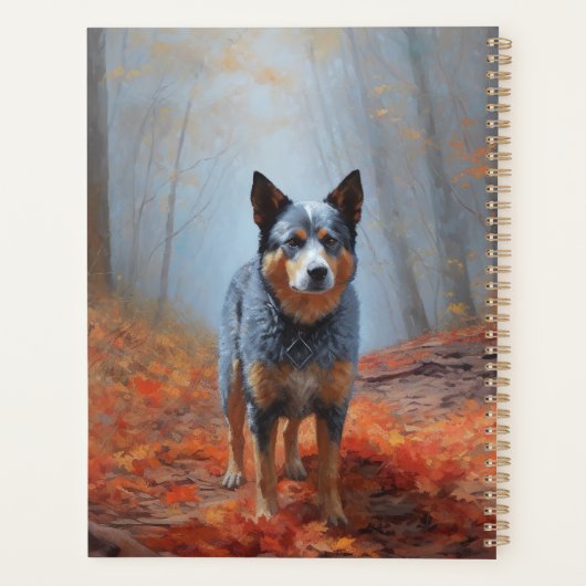 Blauwe Heeler in Herfst laat Herfst inspireren Planner (Achterkant)
