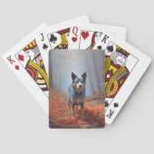 Blauwe Heeler in Herfst laat Herfst inspireren Pokerkaarten (Achterkant)