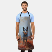 Blauwe Heeler in Herfst laat Herfst inspireren Schort (Gedragen)