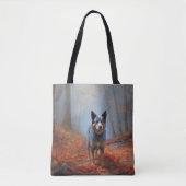 Blauwe Heeler in Herfst laat Herfst inspireren Tote Bag (Voorkant)