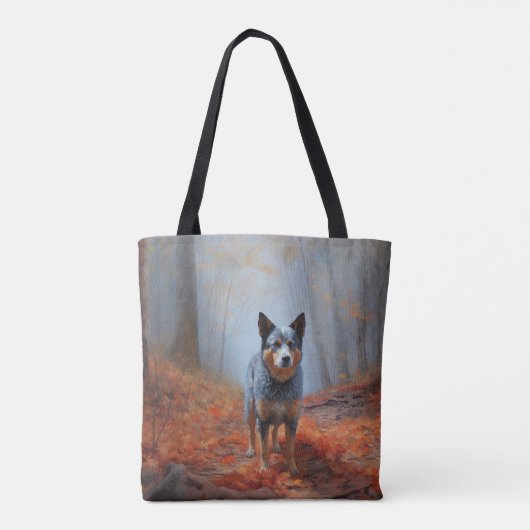 Blauwe Heeler in Herfst laat Herfst inspireren Tote Bag (Achterkant)