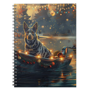 Blauwe Heeler Kerst Feestelijke Reis Notitieboek