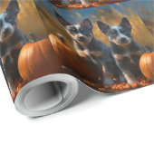 Blauwe Heeler Puppy Herfst Delight Pompoen Cadeaupapier (Rol Hoek)