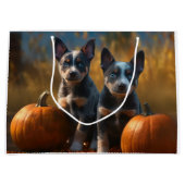 Blauwe Heeler Puppy Herfst Delight Pompoen Groot Cadeauzakje (Voorkant)