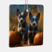 Blauwe Heeler Puppy Herfst Delight Pompoen Keramisch Ornament (Rechts)