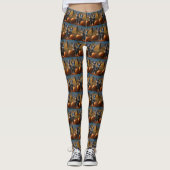 Blauwe Heeler Puppy Herfst Delight Pompoen Leggings (Voorkant)