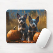 Blauwe Heeler Puppy Herfst Delight Pompoen Muismat (Met muis)