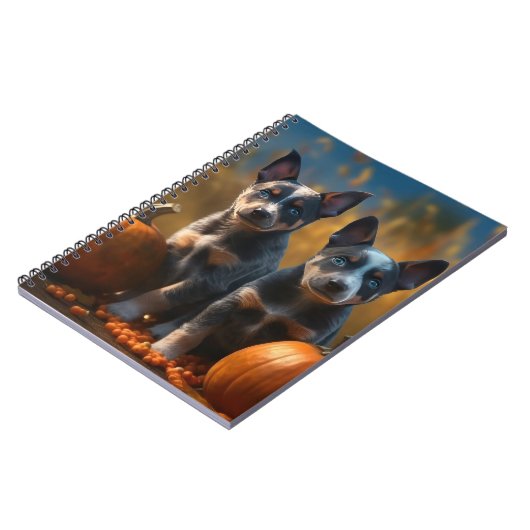 Blauwe Heeler Puppy Herfst Delight Pompoen Notitieboek (Linkerzijde)