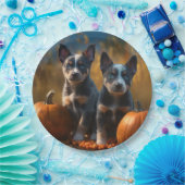 Blauwe Heeler Puppy Herfst Delight Pompoen Papieren Bordje (Feest)