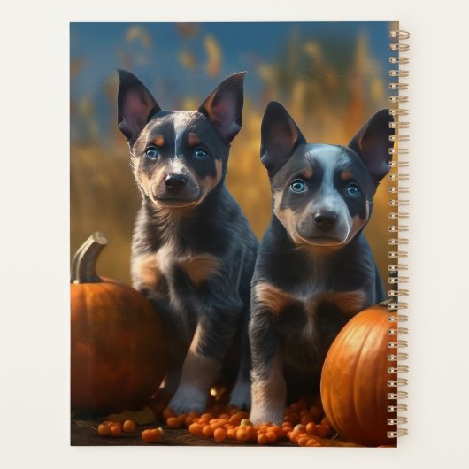 Blauwe Heeler Puppy Herfst Delight Pompoen Planner (Achterkant)