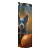 Blauwe Heeler Puppy Herfst Delight Pompoen Thermosbeker (Geroteerd rechts)