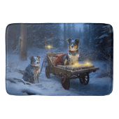 Blauwe Heeler Sneeuw Slede Kerst Decoratie Badmat (Voorkant)