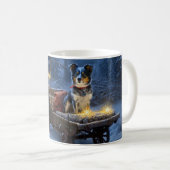 Blauwe Heeler Sneeuw Slede Kerst Decoratie Koffiemok (Voorkant rechts)