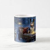 Blauwe Heeler Sneeuw Slede Kerst Decoratie Koffiemok (Center)