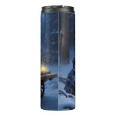 Blauwe Heeler Sneeuw Slede Kerst Decoratie Thermosbeker (Achterkant)