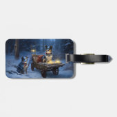 Blauwe Heeler Sneeuwslee Kerstdecoratie Bagagelabel (Achterkant horizontaal)