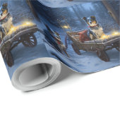Blauwe Heeler Sneeuwslee Kerstdecoratie Cadeaupapier (Rol Hoek)