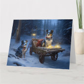 Blauwe Heeler Sneeuwslee Kerstdecoratie Kaart (Voorkant)