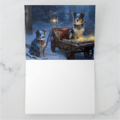 Blauwe Heeler Sneeuwslee Kerstdecoratie Kaart (Binnen)