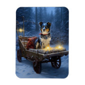 Blauwe Heeler Sneeuwslee Kerstdecoratie Magneet (Verticaal)